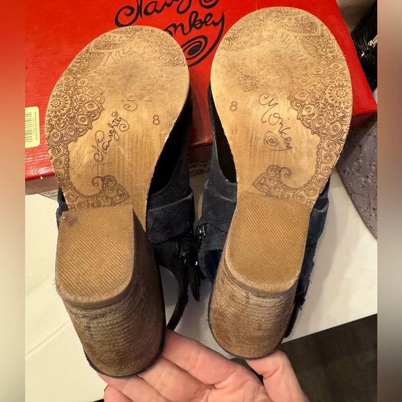 Naughty Monkey navy suede side-zip peep toe booties in VGUC. - Picture 4 of 7